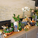 Kit 3 Ovos E Casal De Coelho Porcelana Azul E Branca Pascoa