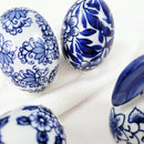 Kit 3 Ovos E Casal De Coelho Porcelana Azul E Branca Pascoa
