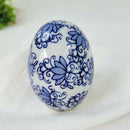 Ovo De Páscoa Decorativo 8x5cm Porcelana Azul E Branca B