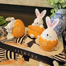 Kit 3 Coelho De Páscoa De Porcelana Ovo Decorativo Cenoura