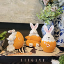 Kit 3 Coelho De Páscoa De Porcelana Ovo Decorativo Cenoura