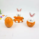 Kit 3 Coelho De Páscoa De Porcelana Ovo Decorativo Cenoura
