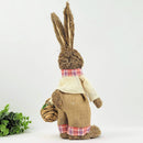 Coelho De Palha Xadrez 40x19x13cm Decoração De Páscoa