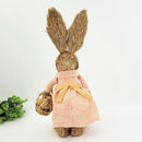 Coelha De Palha Rosa 39x20x12cm Decoração De Páscoa
